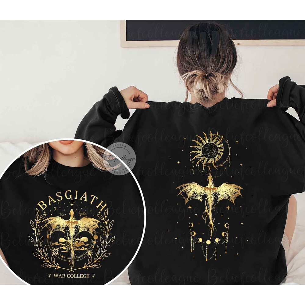 Vintage Basgiath War College 2 Sided Sweater, Fourth Wing Sweatshirt, Rebecca Yoros, Dragon Rider Shirt, Violet Sorrengail, Bookish Shirt.jpg