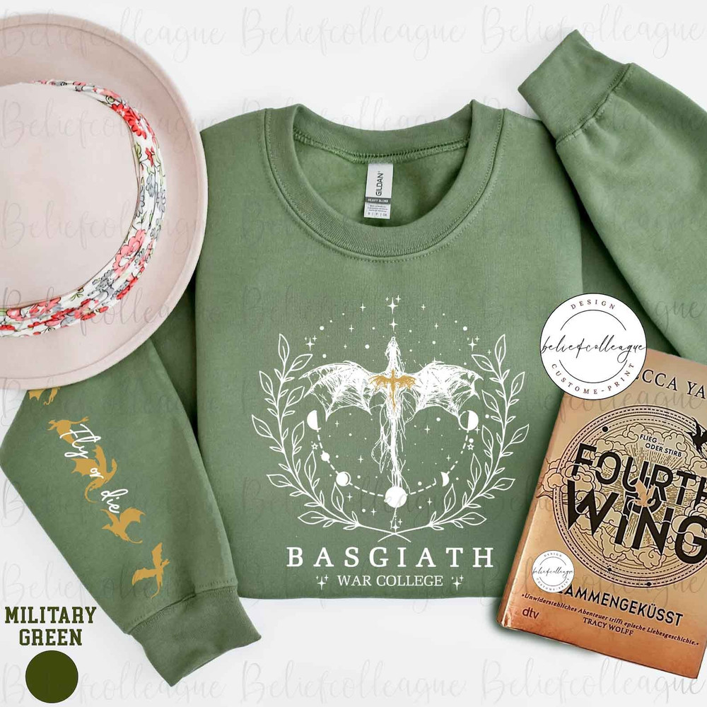 Vintage Basgiath War College 2 Sided Sweatshirt, Fourth Wing Sweatshirt, Violet Sorrengail, Xaden Riorson, Dragon Rider, Bookish Shirt.jpg