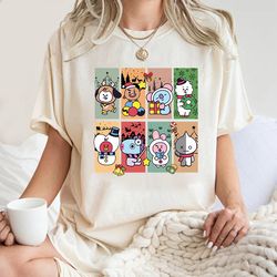 vintage christmas bt21 shirt, christmas kpop fan shirt, music lovers tshirt, christmas gif