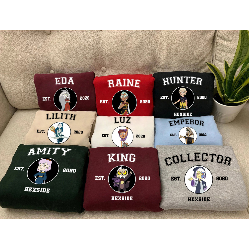 All Characters The Owl House Group Shirt, Hexside School of Magic and Demonics Shirt, Owl House Friends, EDA,Collector,Raine.jpg