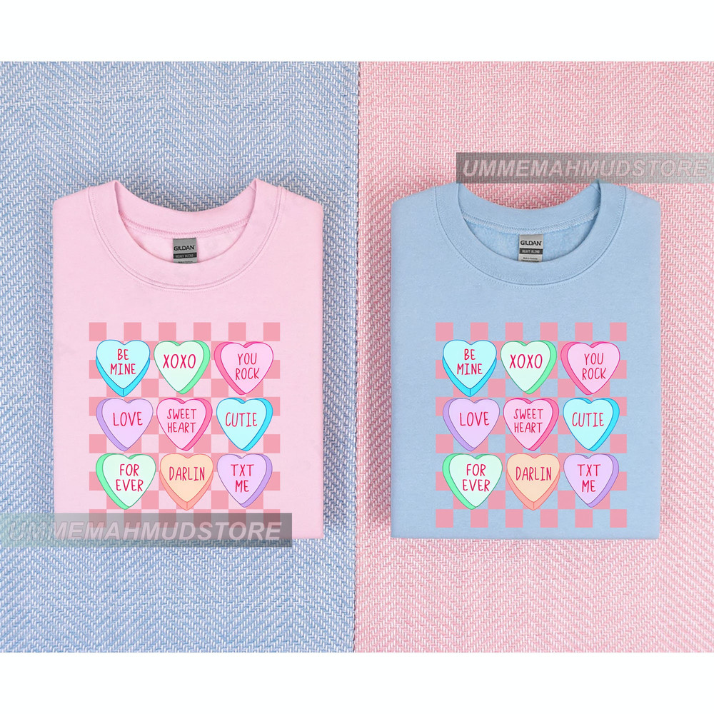 Candy Hearts Shirt, Valentines Shirts for Women and Girl, Mommy and Me Outfits, Gift Mom and Daughter Valentines Day Gift Valentine Sweater.jpg