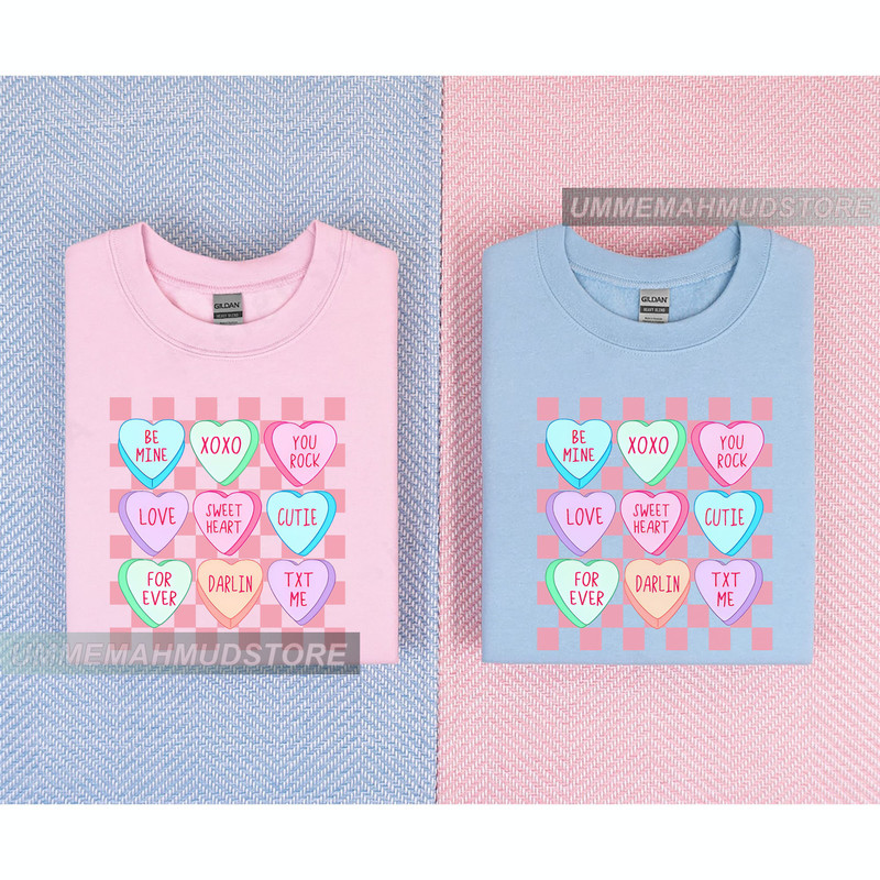 Candy Hearts Shirt, Valentines Shirts for Women and Girl, Mommy and Me Outfits, Gift Mom and Daughter Valentines Day Gift Valentine Sweater.jpg
