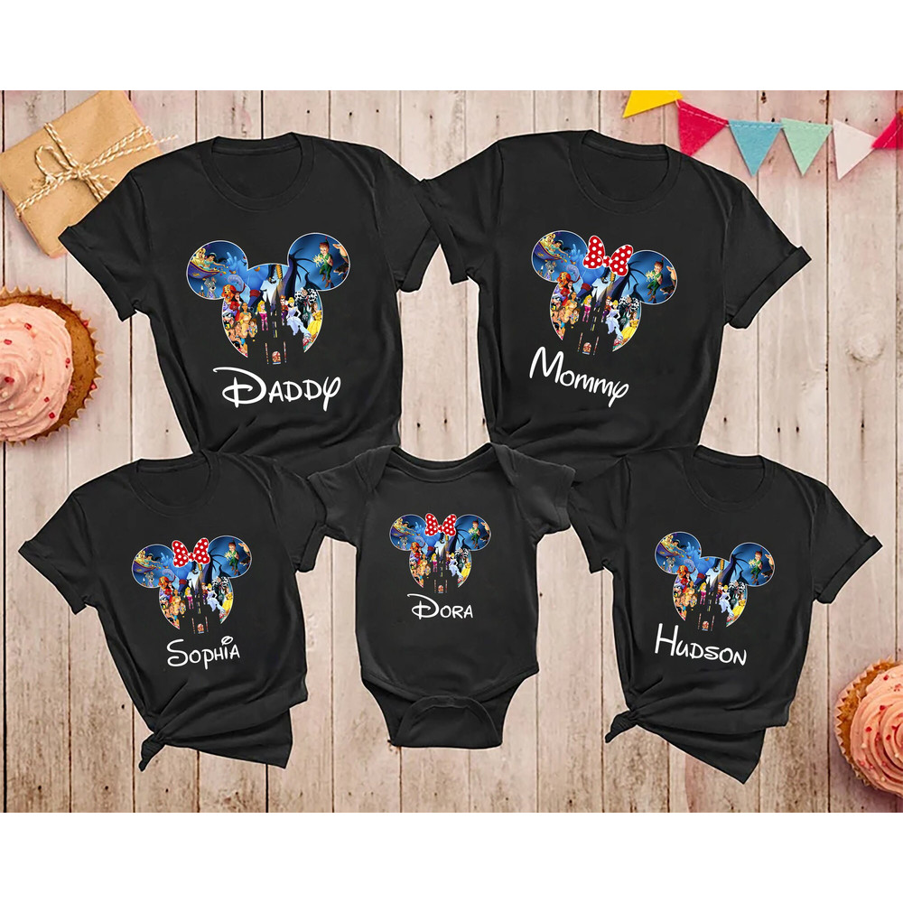 Custom Disney Trip Shirt, Mickey Minie Head Shirt, Disney Characters Shirt, Family Trip Matching Shirts, Disney Vacation, Magic Kingdom Tee.jpg