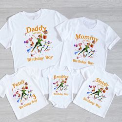 customized disney peter pan birthday shirt, peter pan matching family birthday shirt, pete