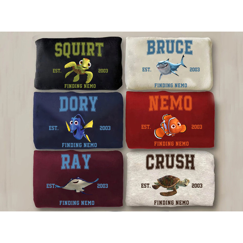 Disney Finding Nemo Characters EST 2003 Family Shirt, Nemo, Dory, Bruce, Crush, Squirt Tee, Disney group matching shirts.jpg