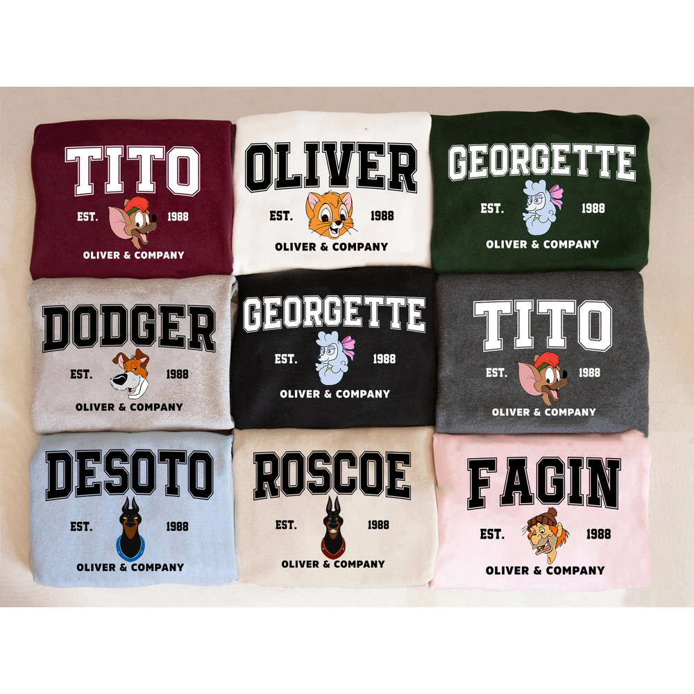 Disney Oliver & Company Characters Shirt, Oliver And Company Group Matching Tshirt, Georgette TiTo Oliver Dodger, Disney Trip Shirt.jpg