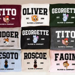 disney oliver & company characters shirt, oliver and company group matching tshirt, george