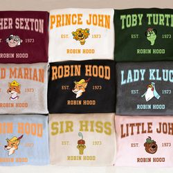 disney robin hood characters shirt, robin hood 1973 group matching tshirt, robin hood fami