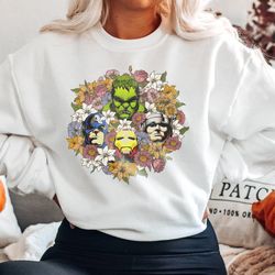 floral marvel avengers shirt, iron man, hulk, thor, captain america, vintage avengers supe