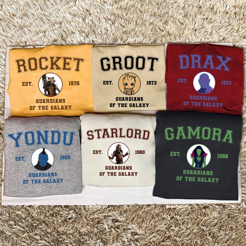 Guardians of the Galaxy Characters Shirt, Matching Avengers Friends hoodie, Marvel Family Shirt, Star-Lord Gamora, Rocket and Groot.jpg