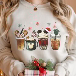 cute disney mickey minnie christmas coffee t-shirt, christmas tea coffee sweater, epcot ch