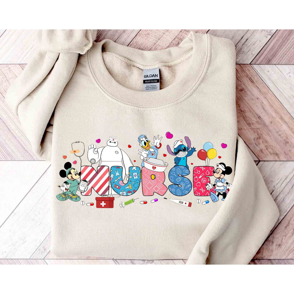 Cute Disney Nurse Characters Mickey Mouse and Friends Custom Shirt, Magic Kingdom Holiday Unisex T-shirt Family Birthday Gift Adult Kid Tee.jpg