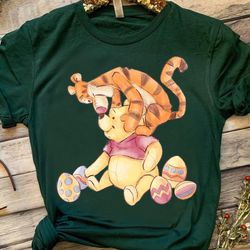 cute disney winnie the pooh and tigger easter eggs retro shirt, magic kingdom wdw unisex t