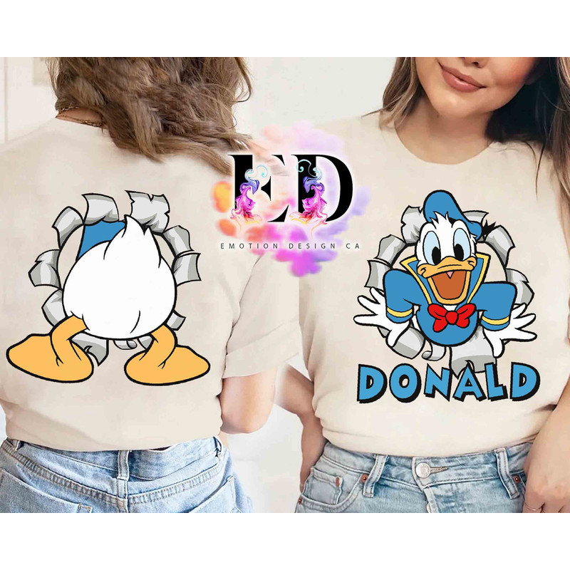 Cute Donald Duck Portrait Retro Shirt, Disney Mickey Mouse and Friends Goofy Pluto Tee, Magic Kingdom Disneyland Trip Family Vacation Gift.jpg