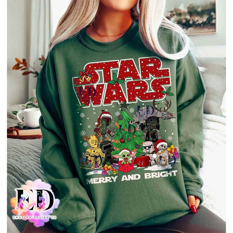 Cute Droid Darth Vader Stormtrooper Kylo Ren Merry And Bright Christmas T-shirt, Funny Star Wars Xmas Light Tee, Disney Disneyland Trip Gift.jpg