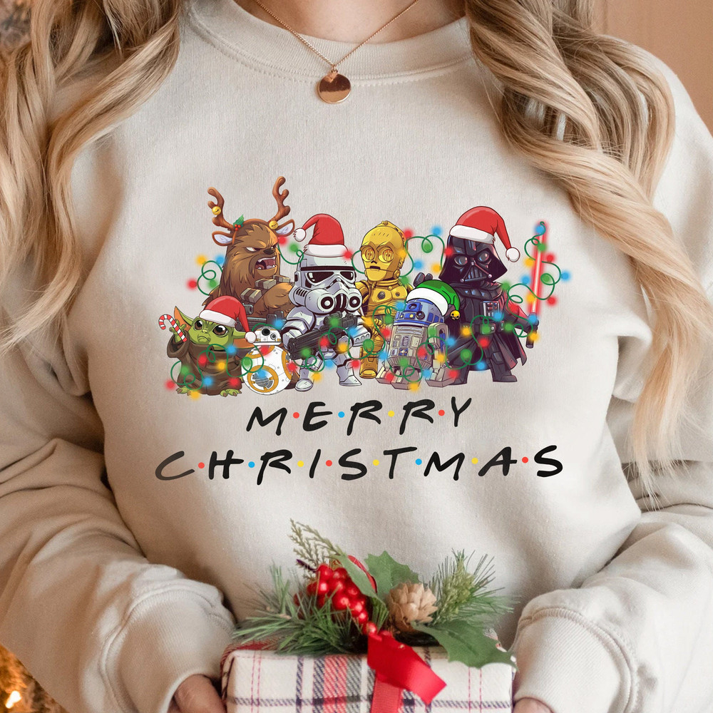 Cute Droids Darth Vader Stormtrooper Chewbacca Christmas Light Sweatshirt, Funny Star Wars Xmas Tee, Disney Disneyland Vacation Gift.jpg