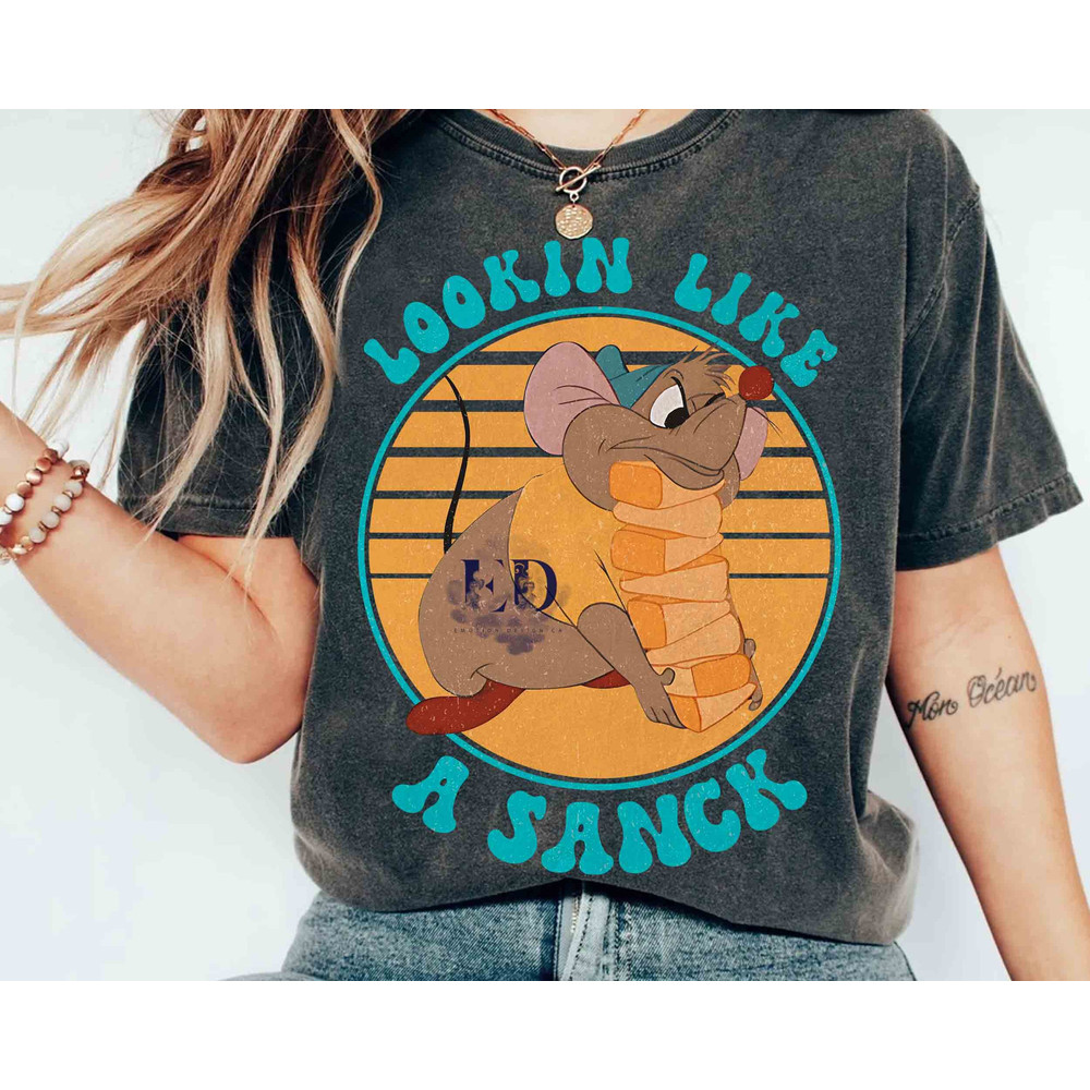 Cute Gus Mouse Looking Like A Snack Retro T-shirt, Disney Cinderella Princess Vintage Matching Tee, WDW Magic Kingdom Family Vacation Gift.jpg