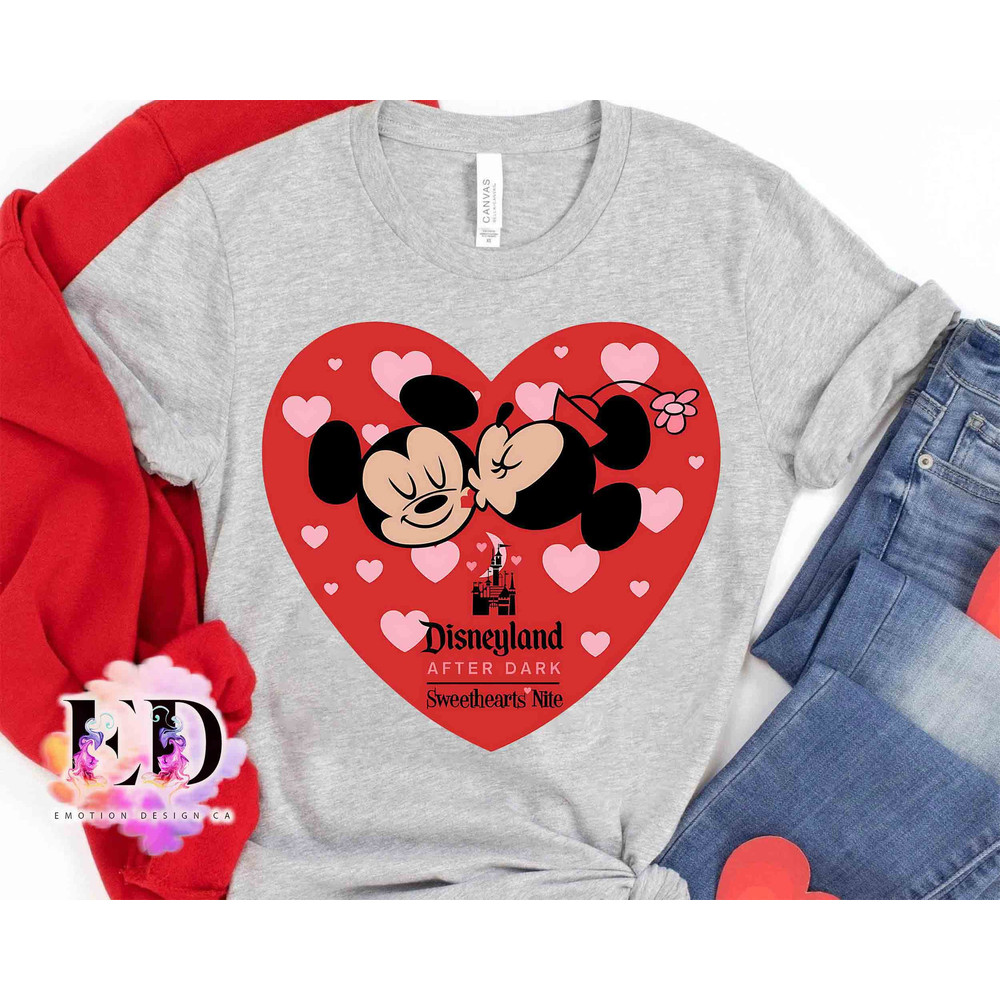 Cute Mickey & Minnie Disneyland After Dark Sweethearts Nite T-shirt, Disney Couple Love Heart Matching Tee, Disneyland Family Vacation 2024.jpg