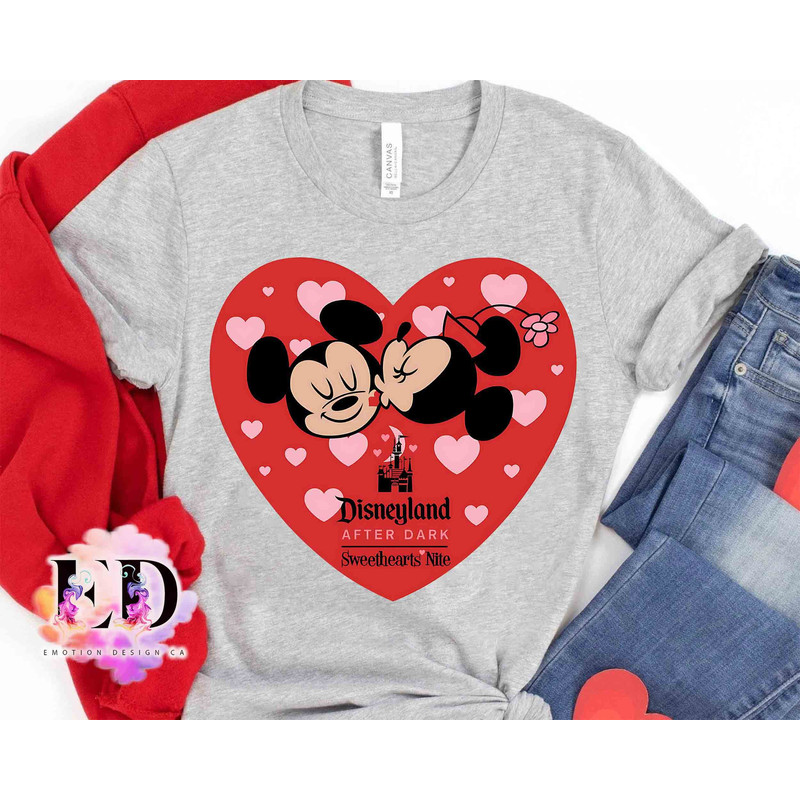 Cute Mickey & Minnie Disneyland After Dark Sweethearts Nite T-shirt, Disney Couple Love Heart Matching Tee, Disneyland Family Vacation 2024.jpg