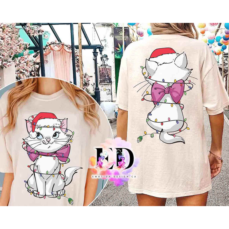Cute Santa Marie Portrait Christmas Light T-shirt, Disney The Aristocats Mickey's Very Merry Xmas Tee, Disneyland Family Vacation Party Gift.jpg