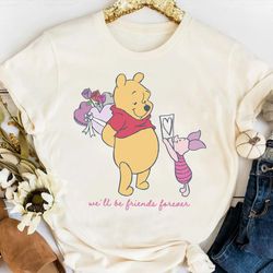 cute winnie the pooh piglet valentines day friends forever t-shirt, disney valentine coup