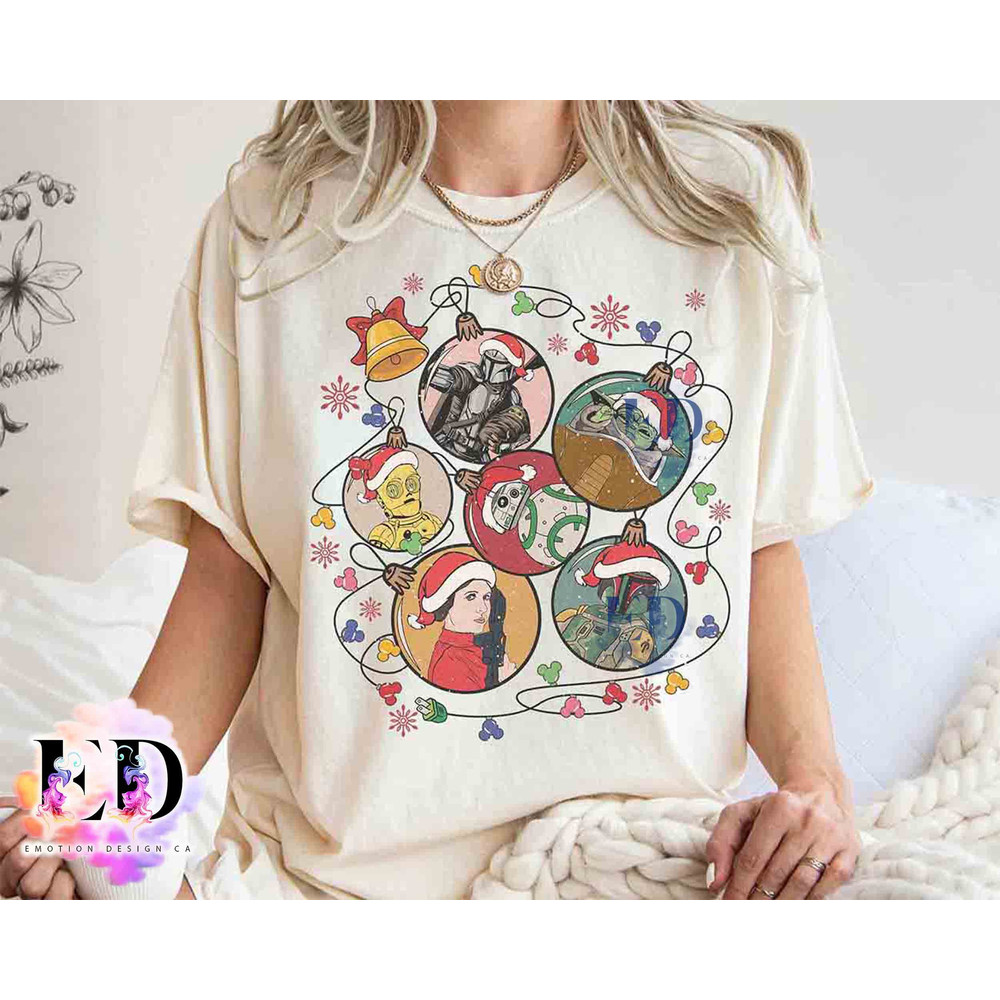 Darth Vader Leia C-3PO BB-8 Ornament Christmas Tree Light T-shirt, Funny Star Wars Xmas Tee, Disney Galaxy's Edge Disneyland Vacation Gift.jpg