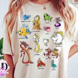 disney all princess sidekick identification group shot retro shirt, wdw trip unisex t-shir