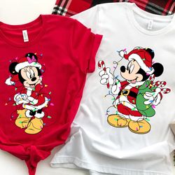 disney couples mickey and minnie mouse christmas lights t-shirt, mickeys very merry xmas