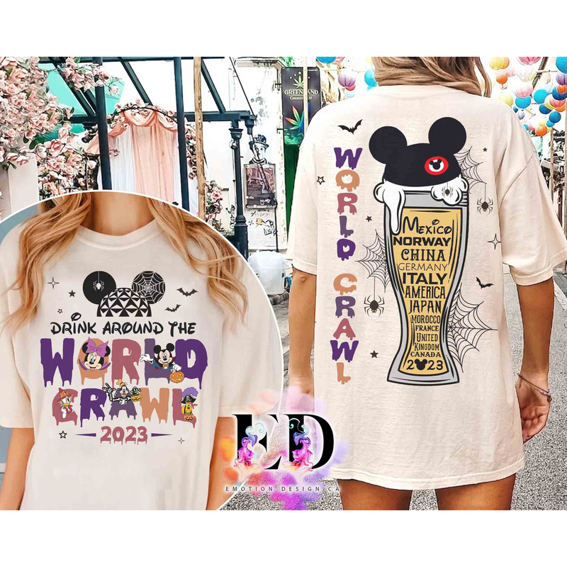 Disney Drinking Around The World Crawl Halloween Costume T-shirt, Mickey And Friends Food And Wine Festival Tee, Epcot Center Trip Gift.jpg