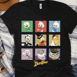 disney ducktales group shot comic box up t-shirt unisex adult t-shirt kid shirt gift for b