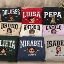 disney encanto characters group squad custom sweatshirt, magic kingdom wdw holiday trip un