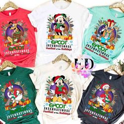 disney epcot international festival of the holidays christmas matching t-shirt, mickey and