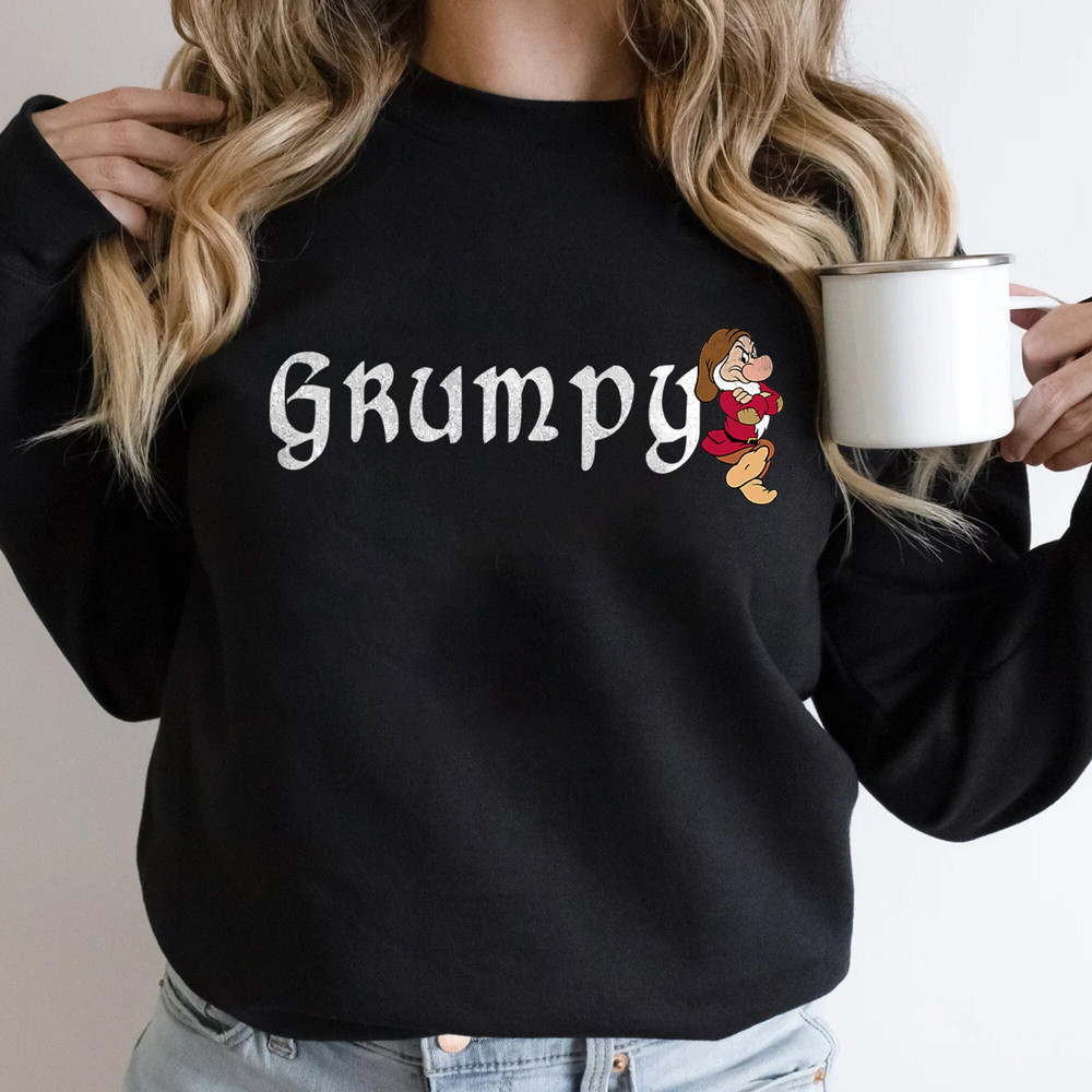 Disney Grumpy Dwarf Snow White Grumpy Leaning On Name Banner T-Shirt Unisex Adult T-shirt Kid shirt Gift for Birthday Hoodie Toddler Tee.jpg