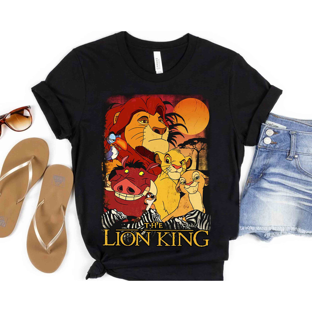 Disney Lion King Group Poster Graphic Vintage T-Shirt, Disneyland Vacation Gift Unisex T-shirt Family Birthday Gift Adult Kid Toddler Tee.jpg