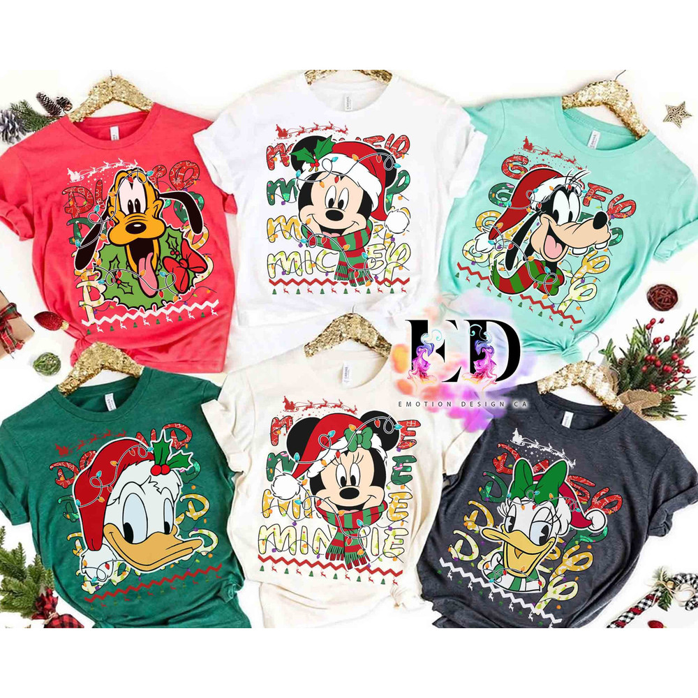Disney Mickey and Friends Christmas Family Matching Shirt, Custom All Characters Disneyland Xmas T-shirt, Mickey Very Merry Christmas Party.jpg