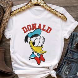 disney mickey and friends donald duck happy big face shirt, disneyland vacation, unisex t-