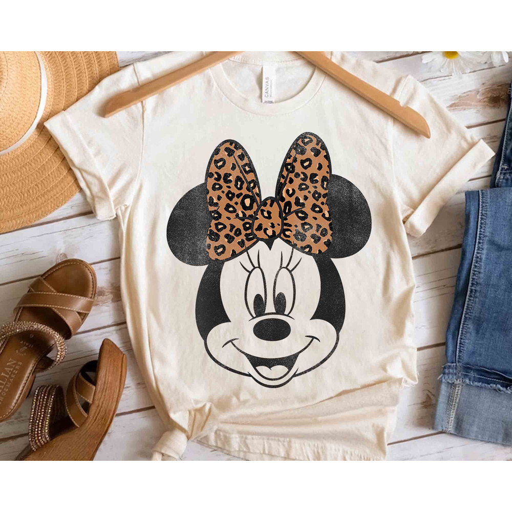Disney Mickey And Friends Minnie Mouse Leopard Bow Portrait Shirt, Magic Kingdom Unisex T-shirt Family Birthday Gift Adult Kid Toddler Tee.jpg