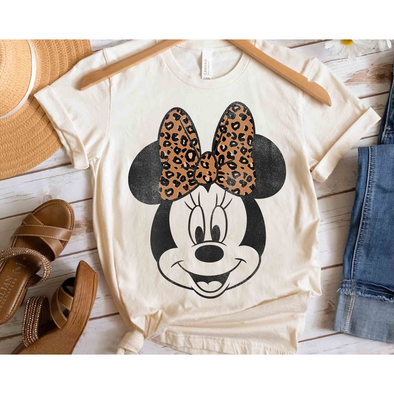 Disney Mickey And Friends Minnie Mouse Leopard Bow Portrait Shirt, Magic Kingdom Unisex T-shirt Family Birthday Gift Adult Kid Toddler Tee.jpg