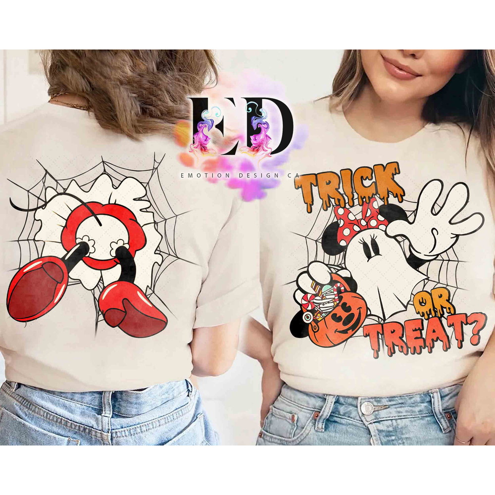 Disney Minnie Mouse Costume Ghost Trick Or Treat Halloween Shirt, Mickey's Not So Scary Party Tee, Disneyland Family Vacation Holiday Gift.jpg