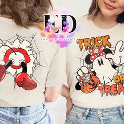 disney minnie mouse costume ghost trick or treat halloween shirt, mickeys not so scary pa