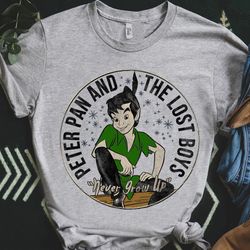 disney peter pan and the lost boys graphic retro shirt, magic kingdom wdw holiday unisex t