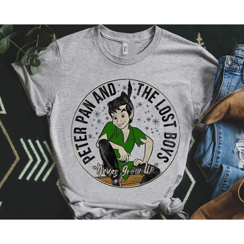 Disney Peter Pan and the Lost Boys Graphic Retro Shirt, Magic Kingdom WDW Holiday Unisex T-shirt Family Birthday Gift Adult Kid Toddler Tee.jpg