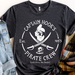 disney peter pan villains captain hook pirate crew retro shirt, magic kingdom wdw unisex t