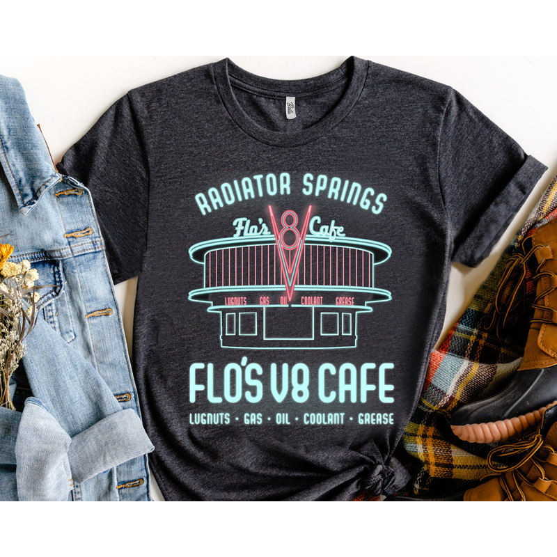 Disney Pixar Cars Flo's V8 Cafe Poster Graphic T-Shirt Unisex T-shirt Birthday Shirt Gift For Men Women Kid Hoodie Sweatshirt Toddler Shirt.jpg