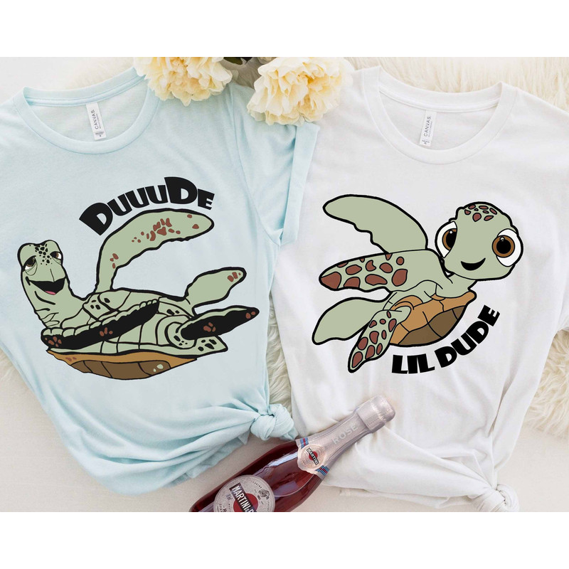 Disney Pixar Finding Nemo Crush & Squirt Dude Lil Dude Father's Day Shirt, Father And Son WDW Holiday Unisex Tshirt Family Gift Adult Tee.jpg