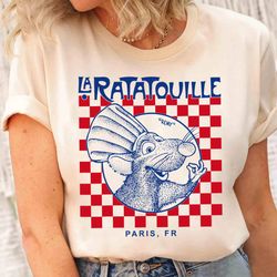 disney pixar ratatouille remy paris checkerboard shirt, unisex t-shirt family birthday gif
