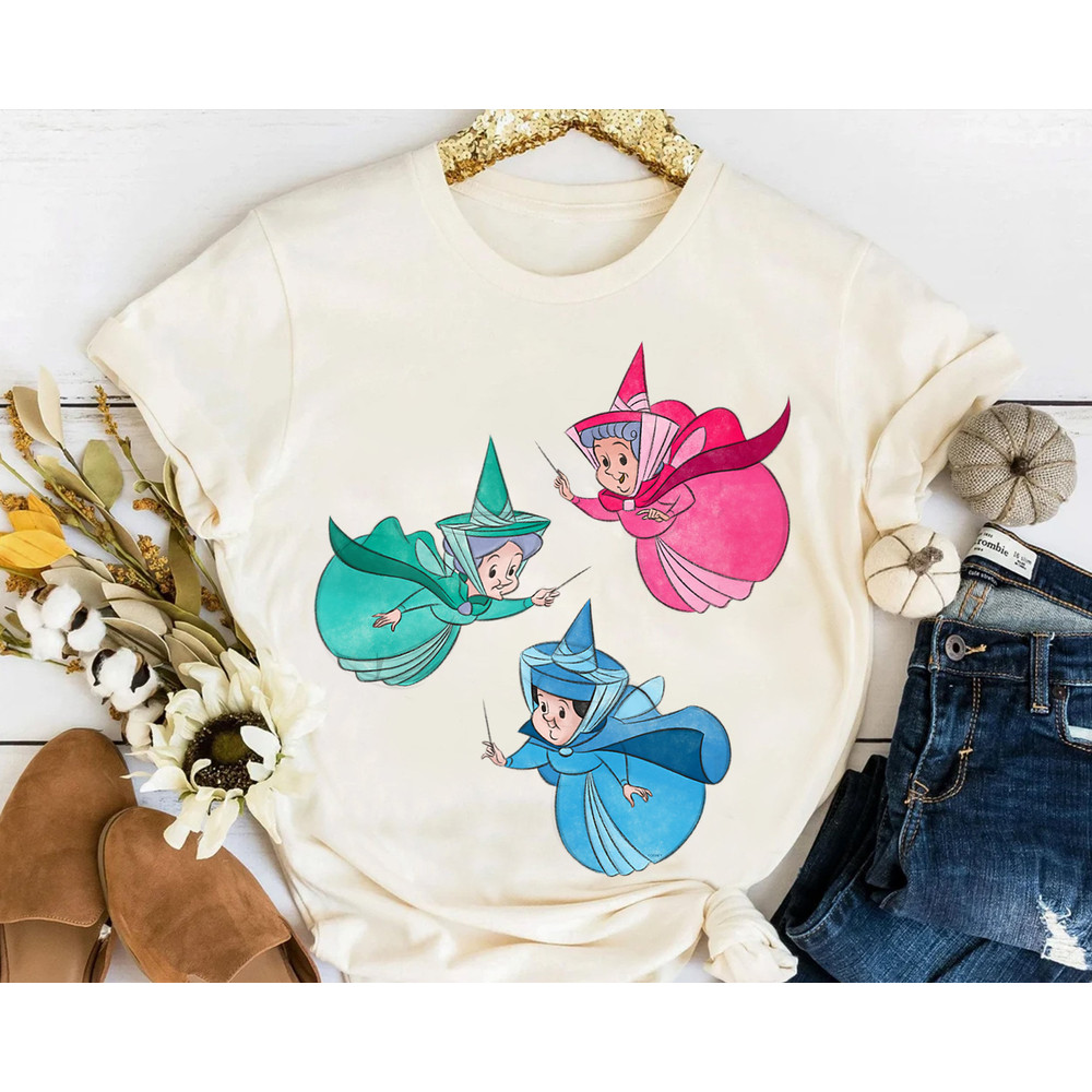 Disney Sleeping Beauty Good Fairies Flora Fauna Merryweather Shirt, Magic Kingdom WDW Holiday Unisex T-shirt Family Birthday Gift Adult Tee.jpg