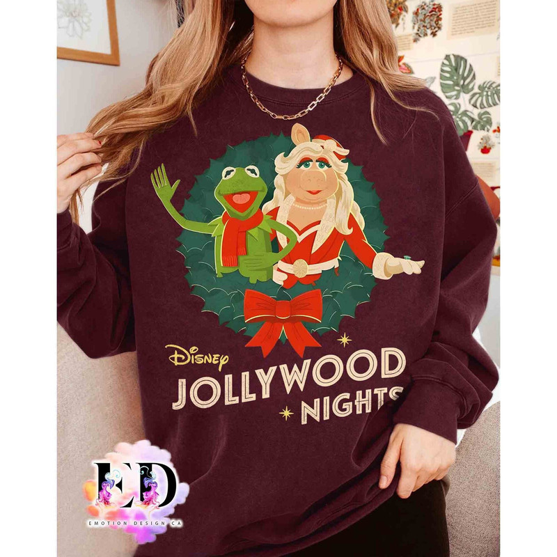 Disney The Muppets Show Jollywood Nights Kermit Frog And Miss Piggy Christmas T-shirt, Mickey's Very Merry Xmas Tee, Disneyland Family Gift.jpg