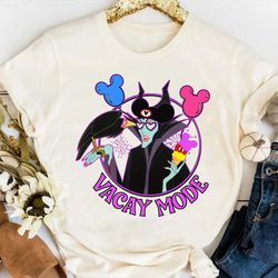 disney villains maleficent with mickey balloon vacay mode retro t-shirt, sleeping beauty t