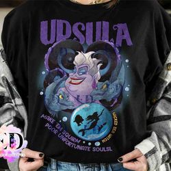 disney villains ursula the little mermaid retro t-shirt, sea witch ursula quoets matching